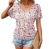 Dámské módní tričko s krátkým rukávem a výstřihem do V s 3D potiskem, letní pohodlné sportovní topy