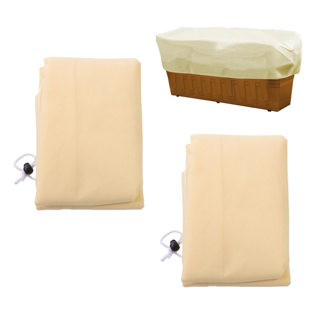 Winter Plant Box Cover, 2 Pack Frost Covers for Balcony Plants with Reinforced s and Drawstring, Breathable Non Woven Fabr