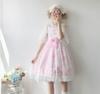 Lady Lazy Lolita Jumper Rock Cosplay Kleid, Knielang, Katzenmuster (Rosa)