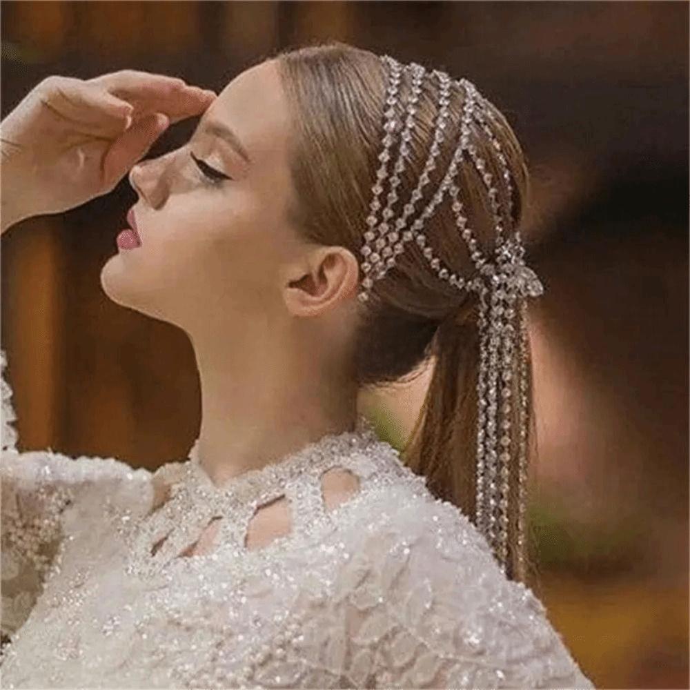 Luxury Crystal Hair Chain Reflection Shiny Hair Accessories Fashionable Girls Headwear  Parties