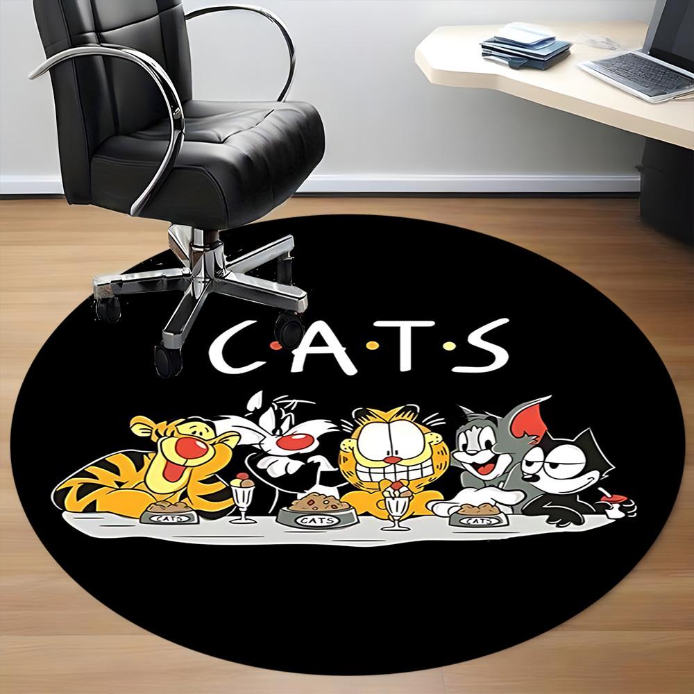 1pc Cartoon Cats Friends Office Round Area Rug, Under Office Chairs Bedroom Living Room Home Decor A1022254