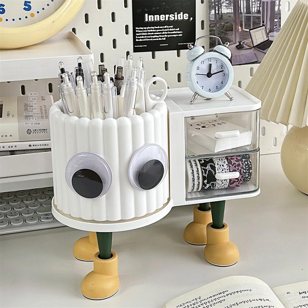Rotating Cosmetic Organizer: Dust-proof Makeup Brush Holder, Desktop Pen Cup, Lipstick & Eyeshadow Storage.