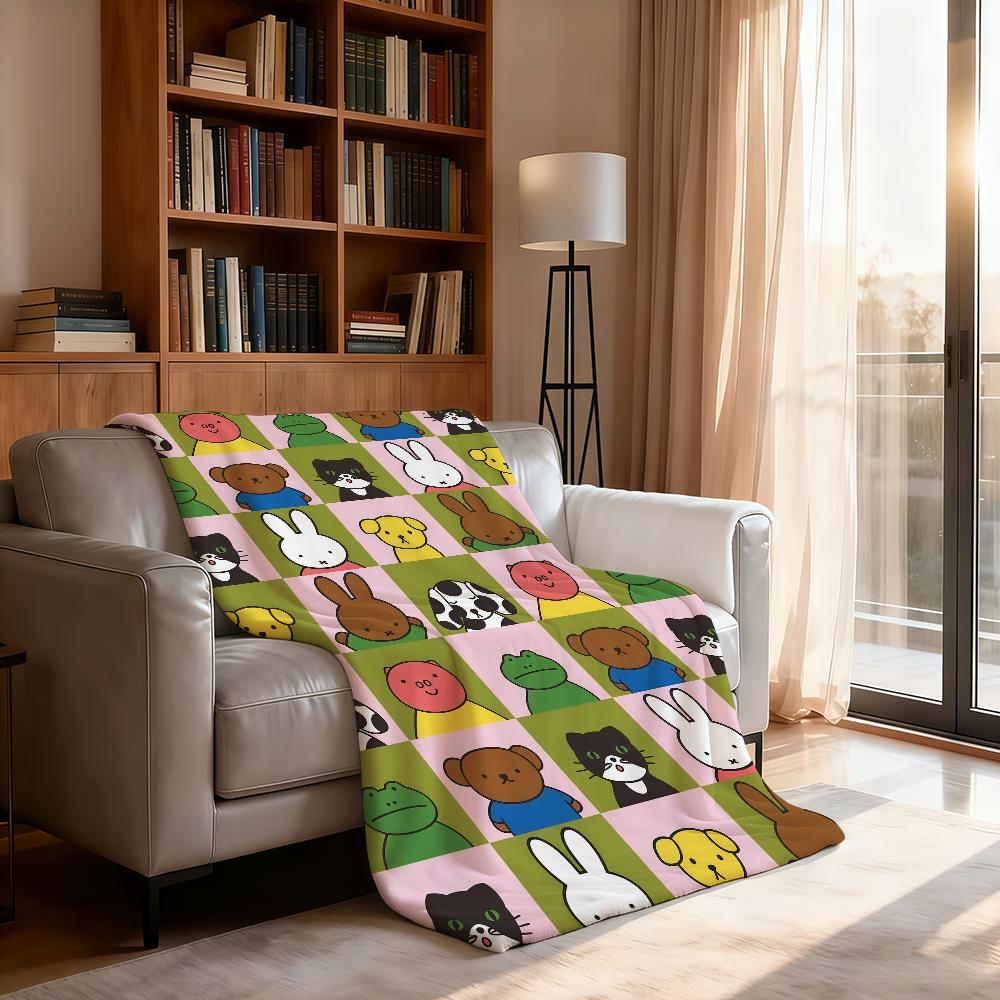 Cartoon Cute M-Miffy Blanket Soft Throw Blanket for Home Bedroom Bed Sofa Picnic Travel Office Rest Cover Blanket Gift