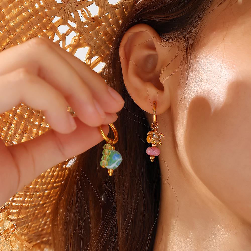 Fashion Multi-Element Diy Earrings Stainless Steel Gold-Plated Light Luxury High-End Earrings Jewelry Women