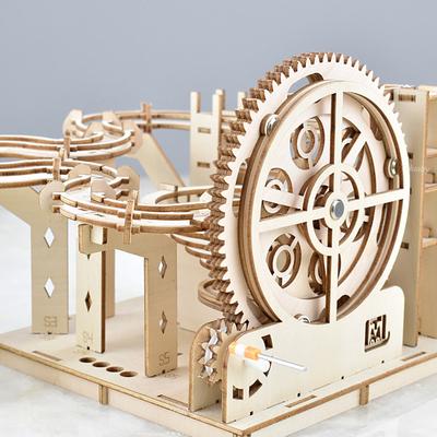 Puzzle de Madera 3D DIY Modelo Mecánico Manual Kits de Construcción Juguetes para Ensamblar Set de Pista de Canicas con 4 Bolas para Regalos de Adultos y Niños