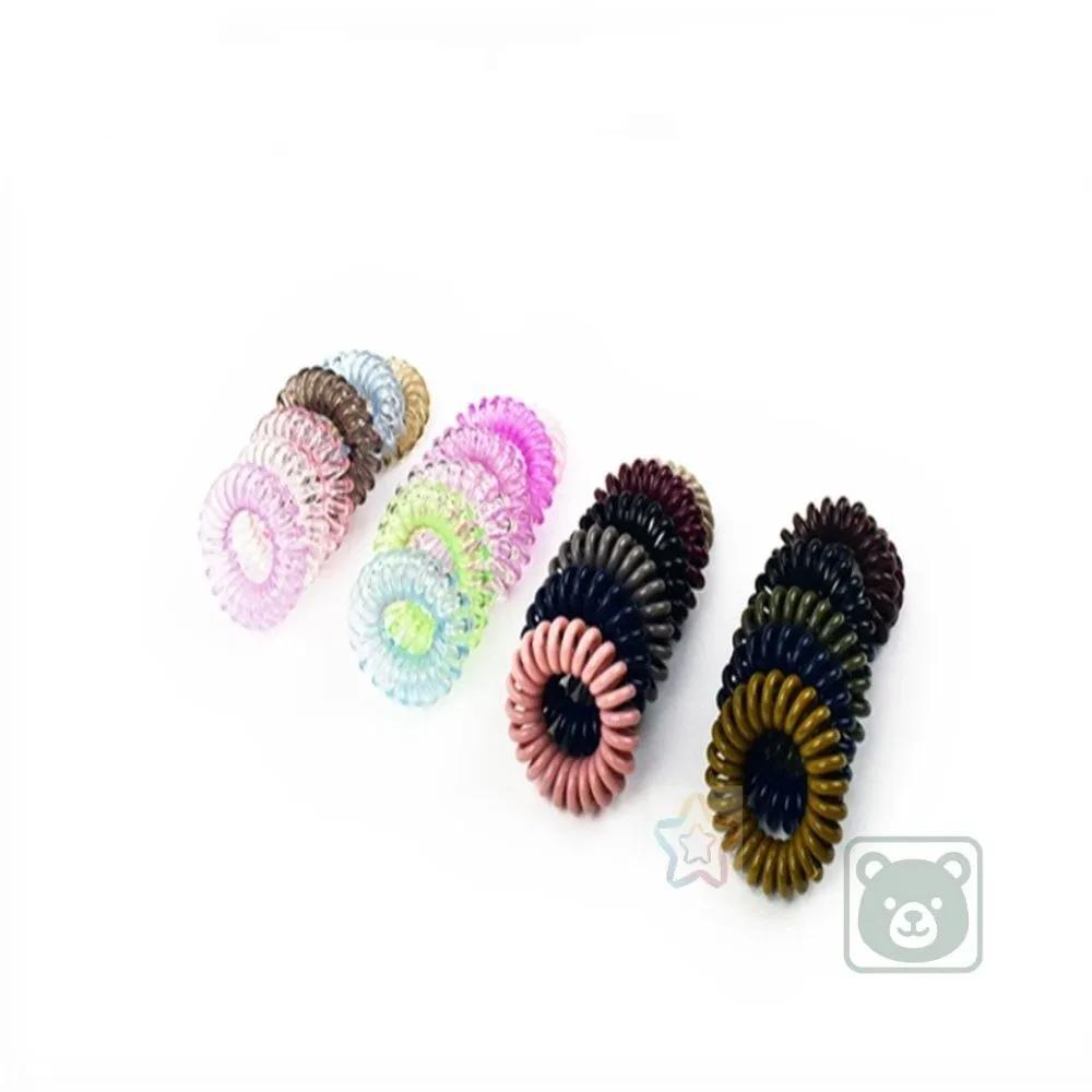 Bares Phone Cord Hair Tie 6P Knotless Hair Tie Bracelet Hair Tie Telephone Cord Hair Tie transparency