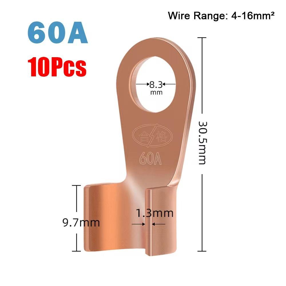 5/10Pcs OT Type Wire Nose Terminal Crimp Non-Insulated 1.5-16mm2 Cable Connector Kit OT 10A-400A Bolt Hole Tinned Copper Lugs