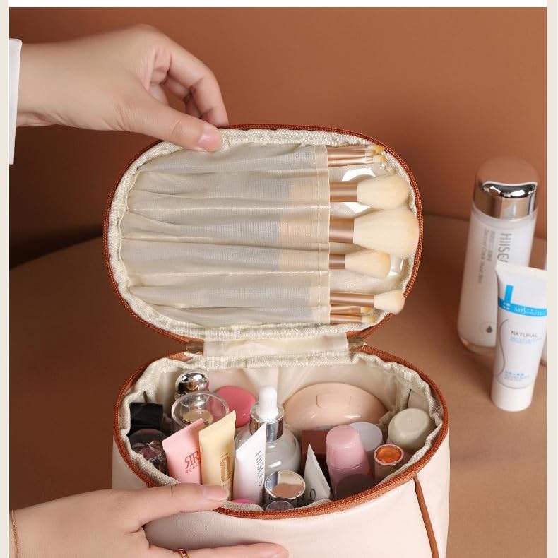 XIAOXIAODEDIAN Travel Makeup with Brush Storage and Divided Cute and Easy to Stylish PU Large Size and [Large Capacity, Waterproof] Pouch,