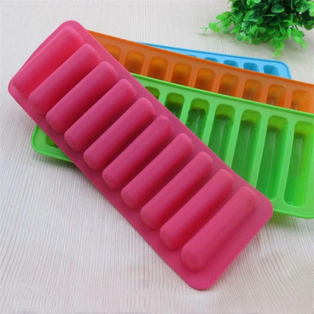 Silicone 10 Grids Stick Shape Ice Mold DIY Ice Cube Tray Ice Maker Popsicle Mold  Baking