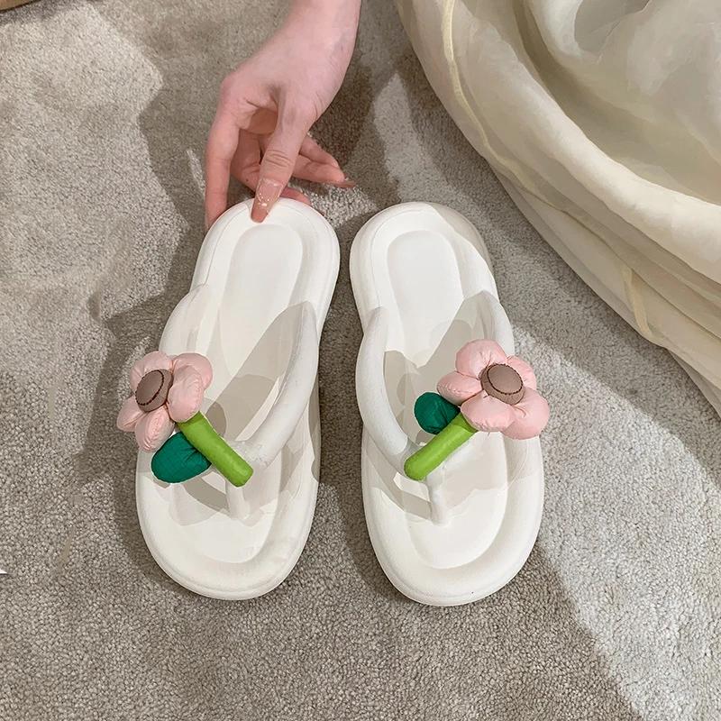 

Модные летние шлепанцы на платформе, милые шлепанцы-облака с мягкой подошвой с цветами, для путешествий, отпуска, пляжа, милая обувь для леди, женские шлепанцы 36-37