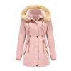 2024 Autumn/Winter Women's Thick Lambswool Cotton Jacket with Removable Hood and Fleece Lining