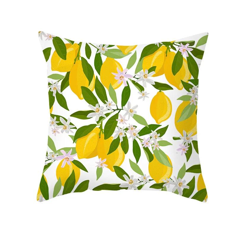 Nordic Summer Yellow Lemon Throw Pillow Cover Living Room Sofa Office Car Seat Waist Cushion   Home Decoration