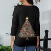 Women's Casual Fashionable Sexy Comfortable V-Neck Christmas Three-Quarter Sleeve Top