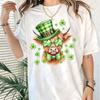 Hooglandkoe Sint-Patricksdag Katoenen Unisex Shirts Geluksklaver Zonnebril Ronde Hals Bedrukte Tops Ierse Feestjurk Ropa Mujer