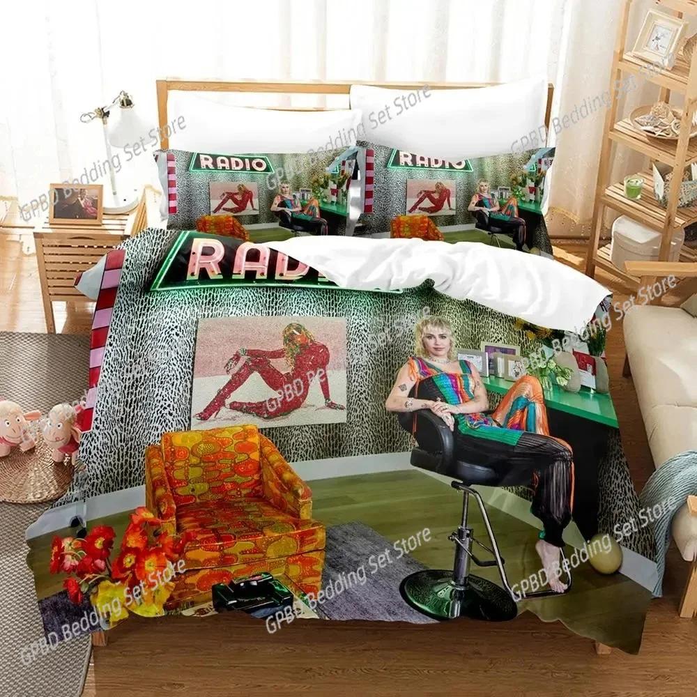 

Singer Miley Cyrus Bedding Set For Bedroom Soft Modern Bedspreads Comefortable Kids Duvet Cover Quilt Cover And Pillowcase EU Single(135*200cm)3pcs
