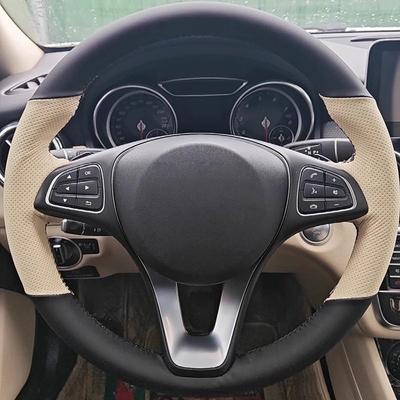 Hand-stitched Black Breathable Anti-slip Leather Car Steering Wheel Cover For Mercedes Benz A W177 B W247 C-Class