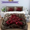 3pcs Custom Name Floral Elegance Printed Bedding Set Duvet Cover Closure Includes 1 Duvet Cover & 2 Pillowcases, Soft and Comfortable for All Seasons.