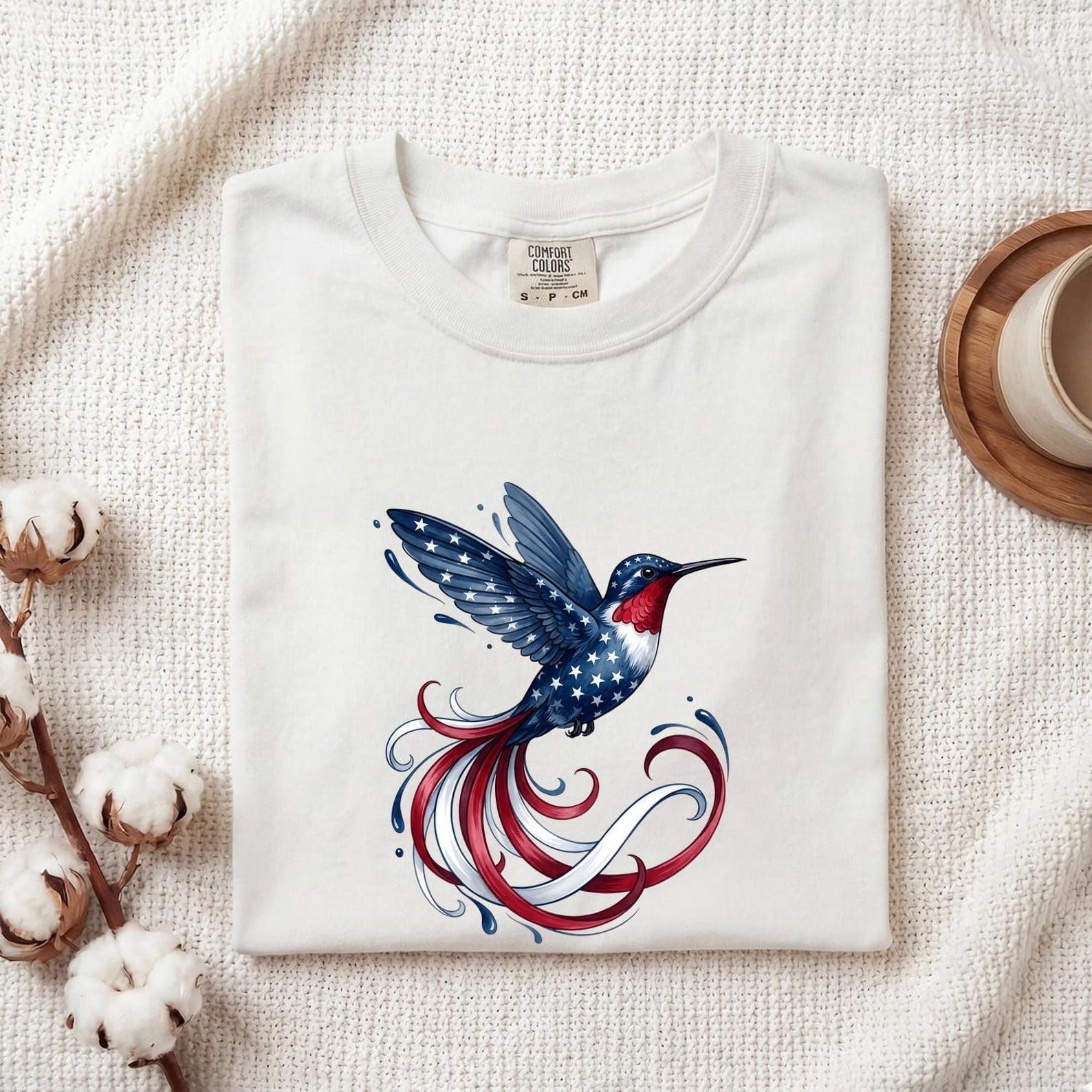 Patriotic Hummingbird Shirt Patriotic Bird Gift Women Watercolor Tee Hummingbird T-Shirt American Fan Watercolour Tshirt Bird Graphic Retro XL