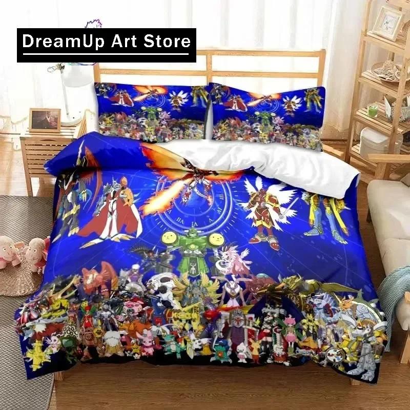 Set Biancheria da Letto Anime Digimon Adventure Singolo Gemello Matrimoniale Queen King Size Set Letto Adulto Bambino Camera da Letto Mostro Avventura Cartone Animato Biancheria da Letto
