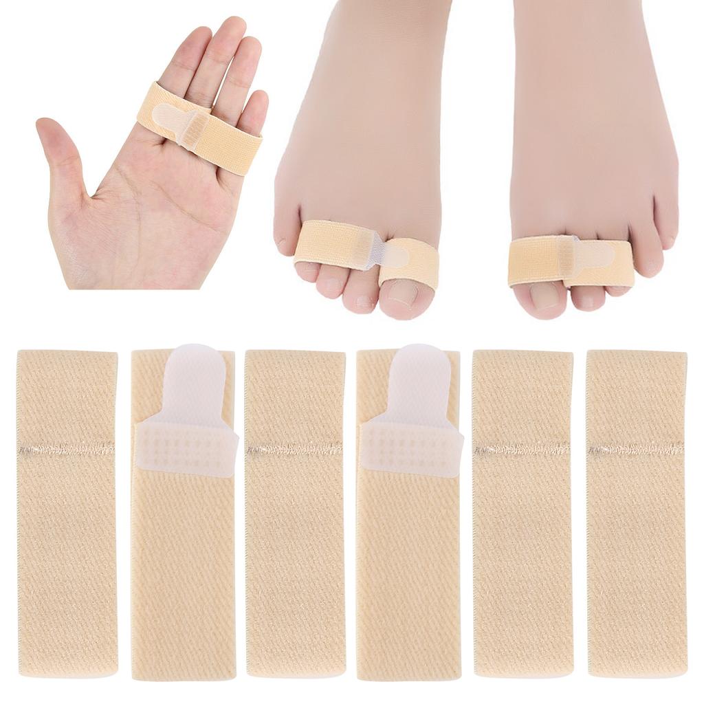 6pcs Elastic Toe Wrap Splint Soft Finger Hammer Toe Straightener Separator Bandage