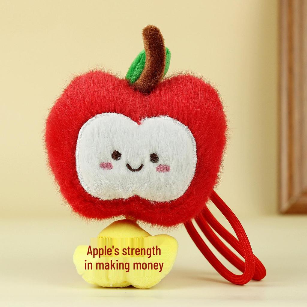 Cute Fruit Plush Toy Keychain - Apple & Plum Ornament Doll Gift