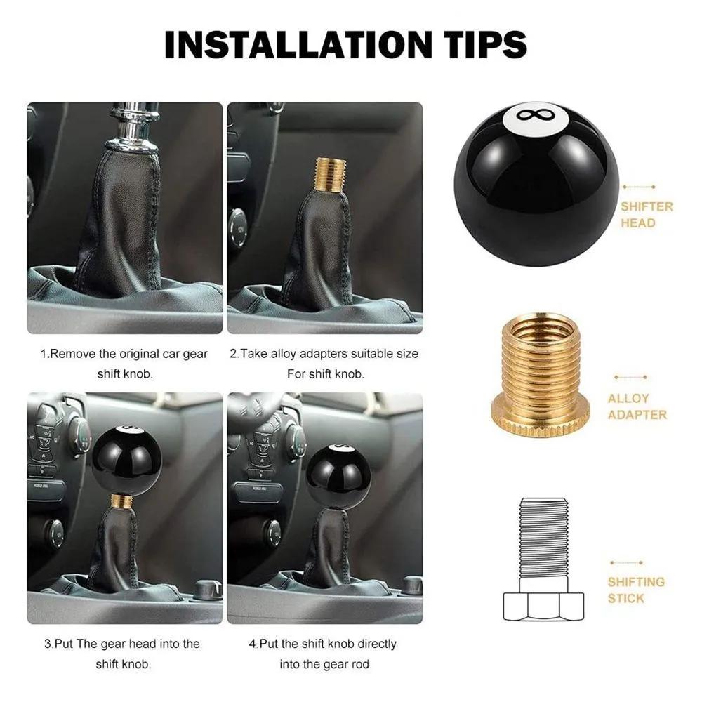 Billard Schalthebelknauf, Schwarze Massive Kugelform MT Auto Schaltknauf Passend für die Meisten Manuellen Automatischen Getriebe