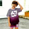 Zebra Gradient Color 67 Printed Kids T-shirt and Shorts 2 Piece Set Summer Casual Outfit for Boy's and Girl's Kids Clothing Top