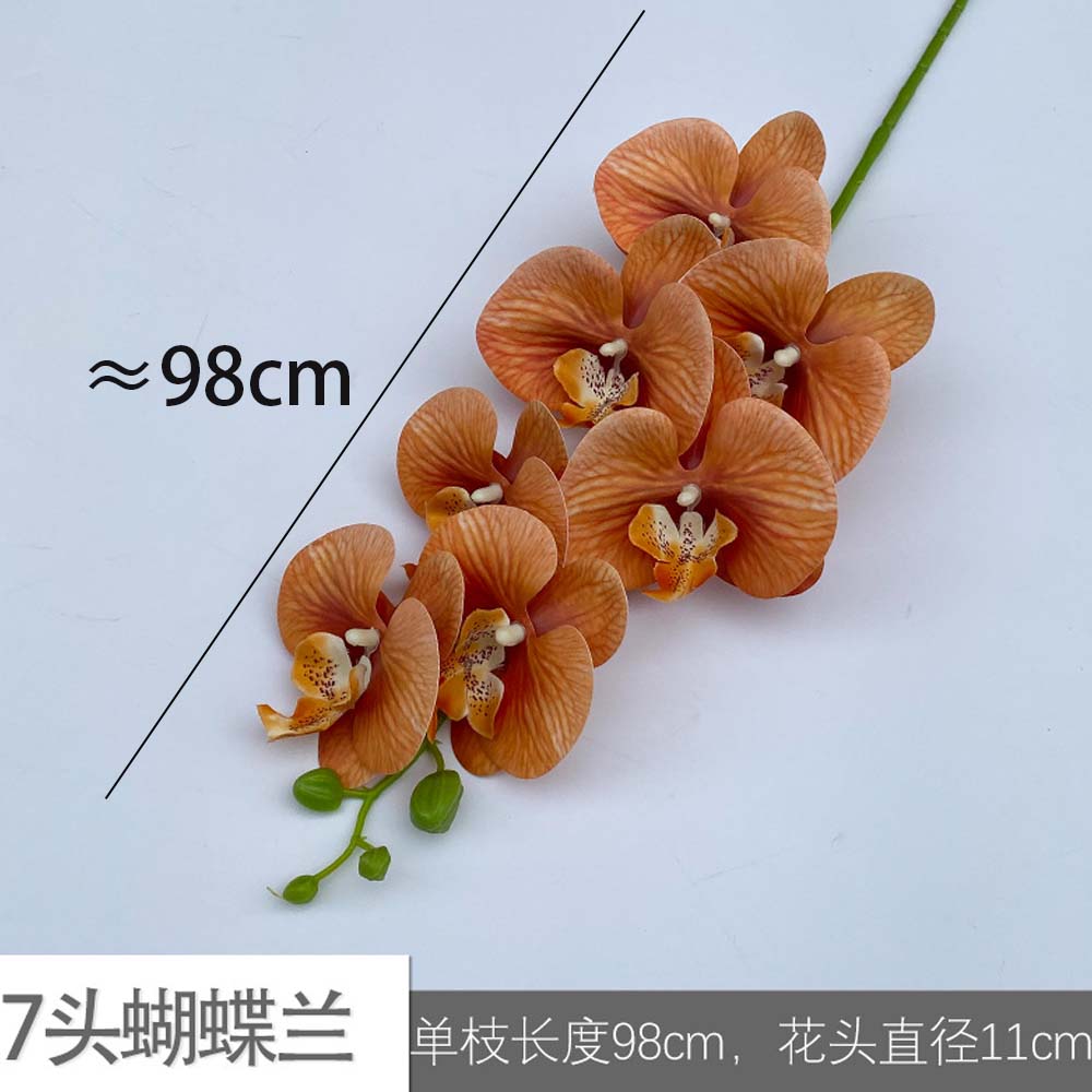 New 7-head Film Texture Butterfly Orchid for Home Wedding Arched DIY Decoration Desktop Vase Artificial Flowers Outdoor Floral