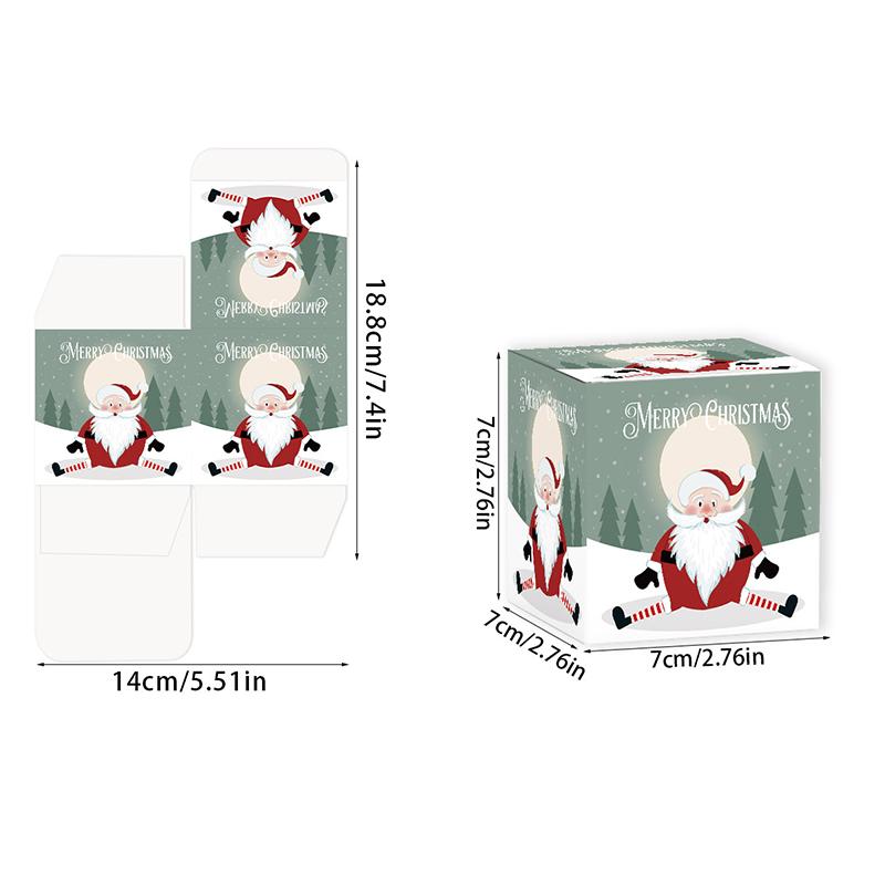 6pcs/set Decoration Supplies Cartoon Paper Box Christmas Packaging Box Snowman 3D Buckle Box