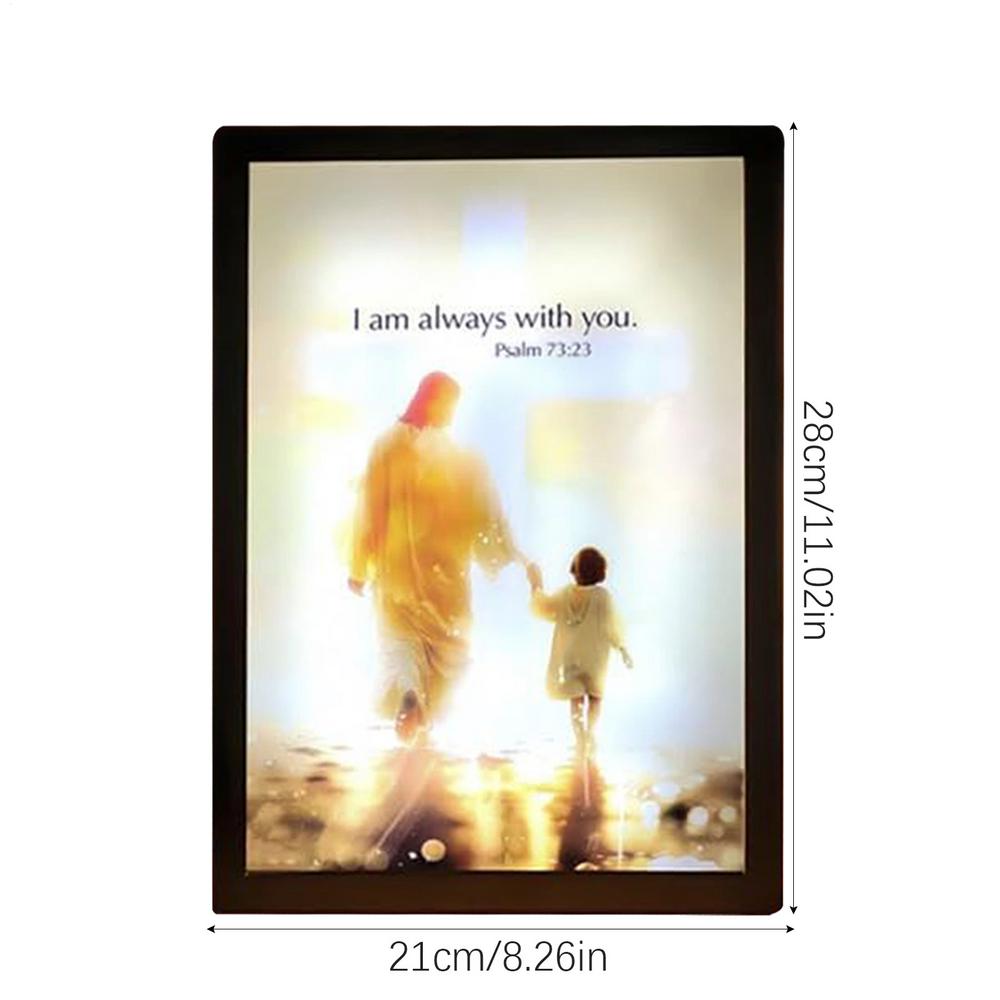 

4D Jesus LED Painting Luminwork Jesus Lamp Christian Night Light Decor LED Best Birthday Christian Religious Gifts for Baptism
