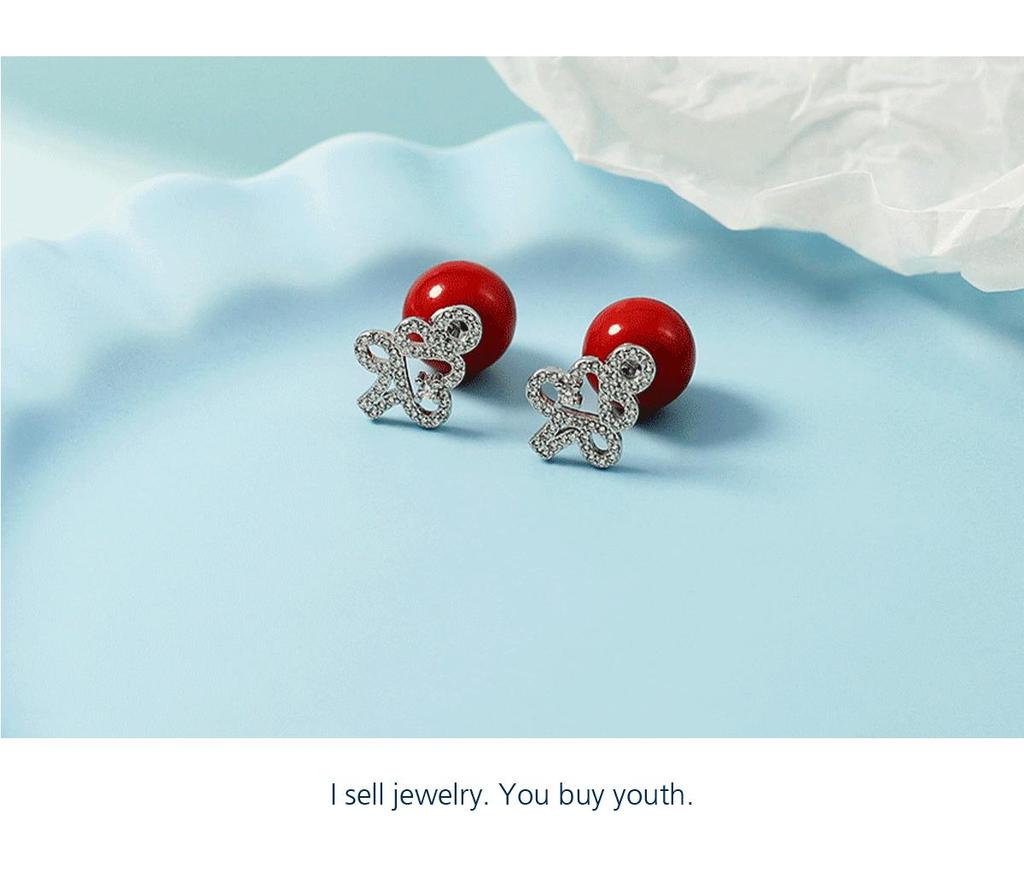 Festliche rote Perlen Weihnachtsbaum Ohrringe - Süßer Damen Winterschmuck