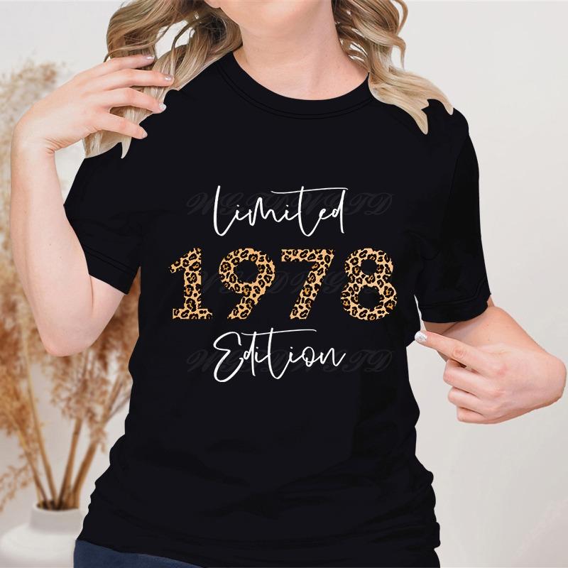 Women Crew Neck Leopard 1970 To 1979 T-shirt Ladies T Shirts Summer Casual Tops Tees Clothing