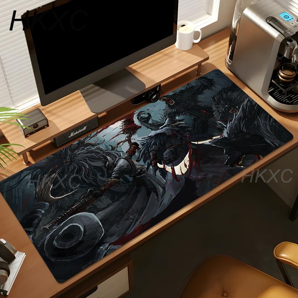 90x40cm PC Anime Cartoon Neu HD Schreibtischunterlage Bloodborne Großes Gaming-Mauspad Büro Laptop Zubehör Anti-Rutsch-Mauspad Teppich