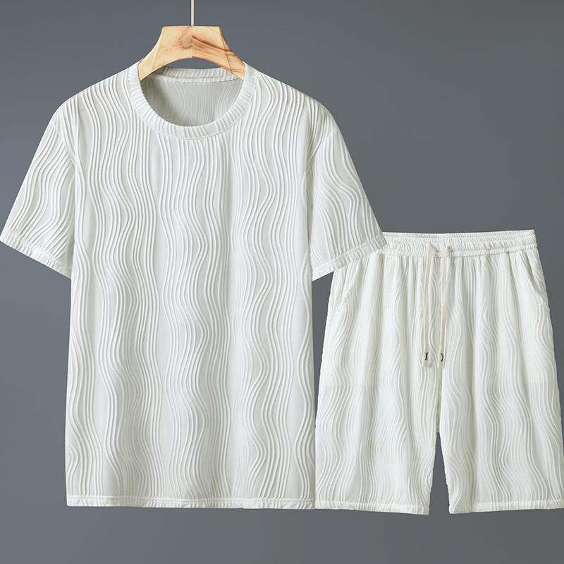 Plus Size 4XL-11XL Oversized T-shirt Summer Men's 2 Pieces Set Fashion Shorts Sets Vintage Clothes