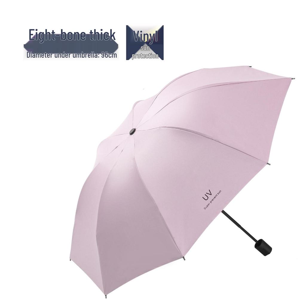 Women's Anti-UV Black Glue Sun and Rain Three-Fold Umbrella - Customizable Logo Parasol