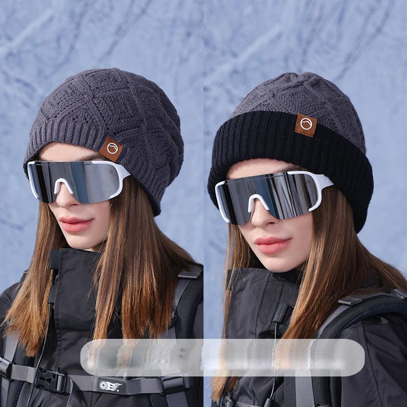 Winter Warm Hat Women's Big Head Hat Outdoor Coldproof Ear Protection Knitted Wool Hat