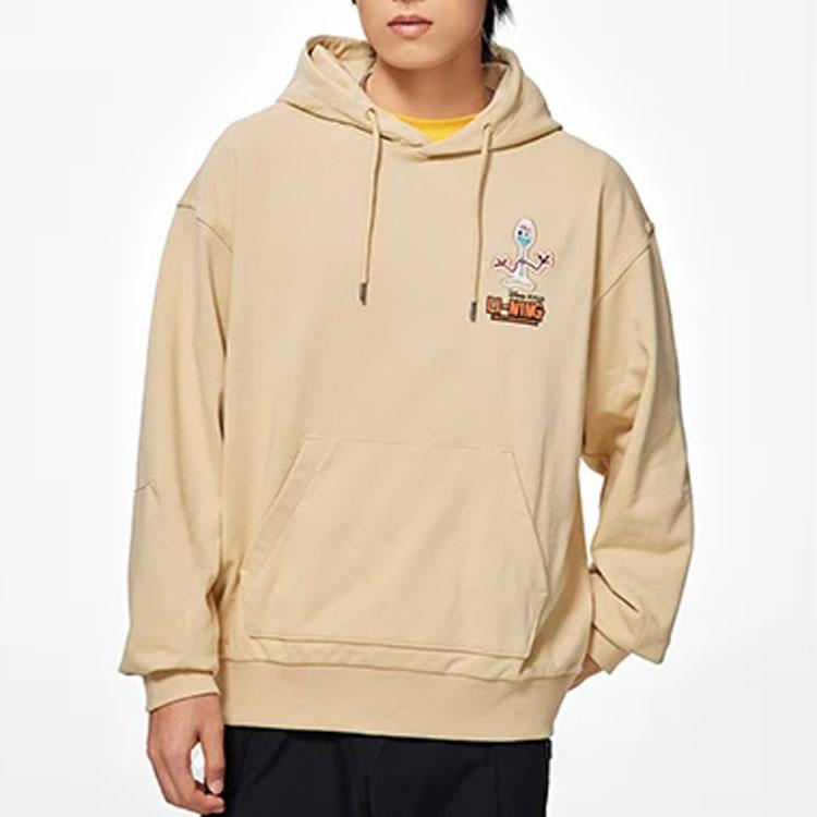 Li Ning X Disney Toy Story Series FW22 Cartoon Character Patch Loose Hoodie Unisex Hoodies Beige AWDS579-4