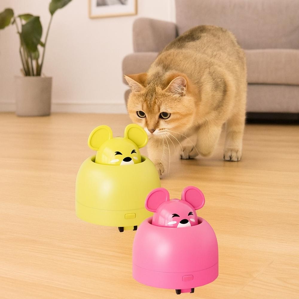 Electric Automatic Cat Teasing Device USB Charging Smart Interactive Cat Retractable Head Plastic Cat Mice Home