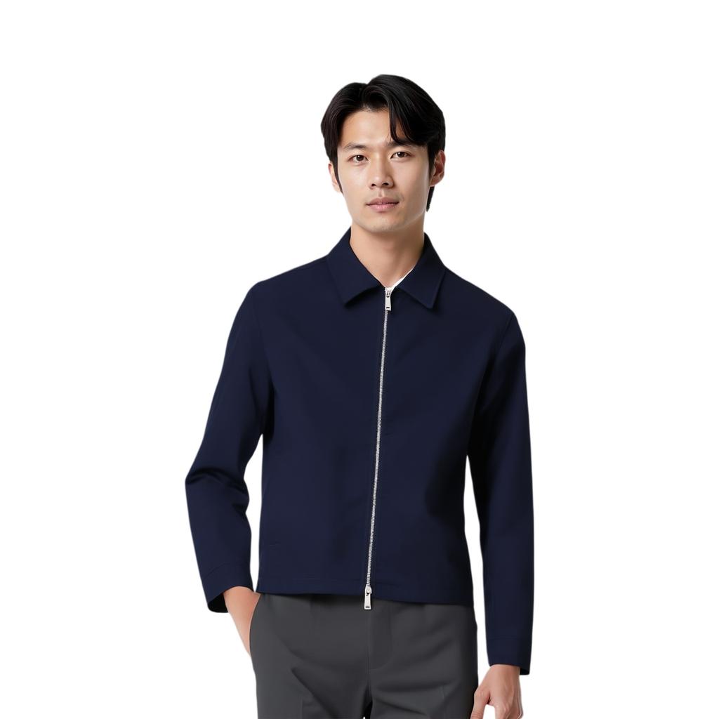 Calvin Klein Solid Color Zip-Up Long Sleeve Denim Jacket Men Jackets 4LE419G-CEF