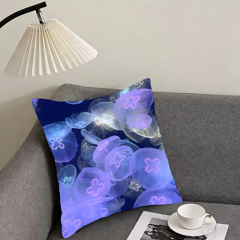 Jellyfish Fashion Cushion Cover Pillowcase Ultra Soft Skin Friendly Fabric Cloud Like Comfort Concealed Zipper