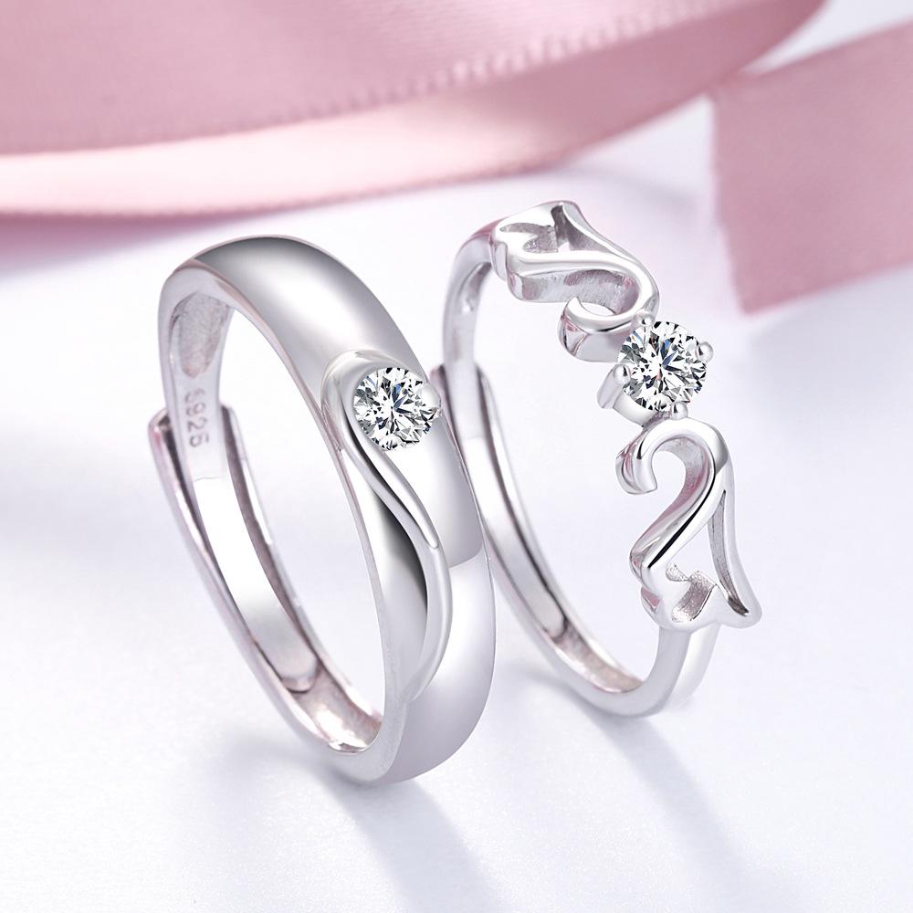 Tonglin S925 Sterling Ezüst Állítható Párgyűrűk - Személyre szabott Esküvői Gyűrűk Férfiaknak és Nőknek.