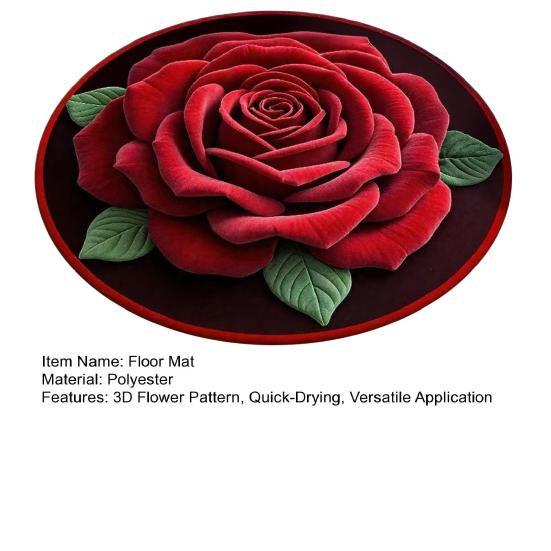 Tapete de Chão Secagem Rápida Base Antiderrapante com Relevo de Pontos Padrão de Flor Rosa 3D Tapete de Banheiro Macio Absorvente Tapete de Banho