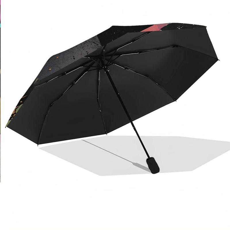 Green Day Print 8?Ribs Automatic Umbrella Wind Resistant Lightweight Folding Umbrella For Outdoor Travel