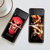 Case For Samsung Galaxy Z Flip 3 5G Black Hard Luxury ZFlip Phone Cover Fall Prevention Fashion PC Shell Overlord Skull Anime