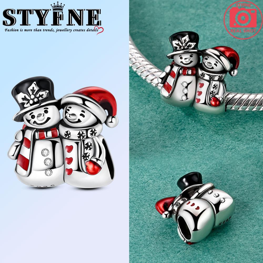 Copper Christmas Snowman Old Man Charm Pendant Beads Fit Original Bracelet For Women Valentine Day Jewelry Gifts