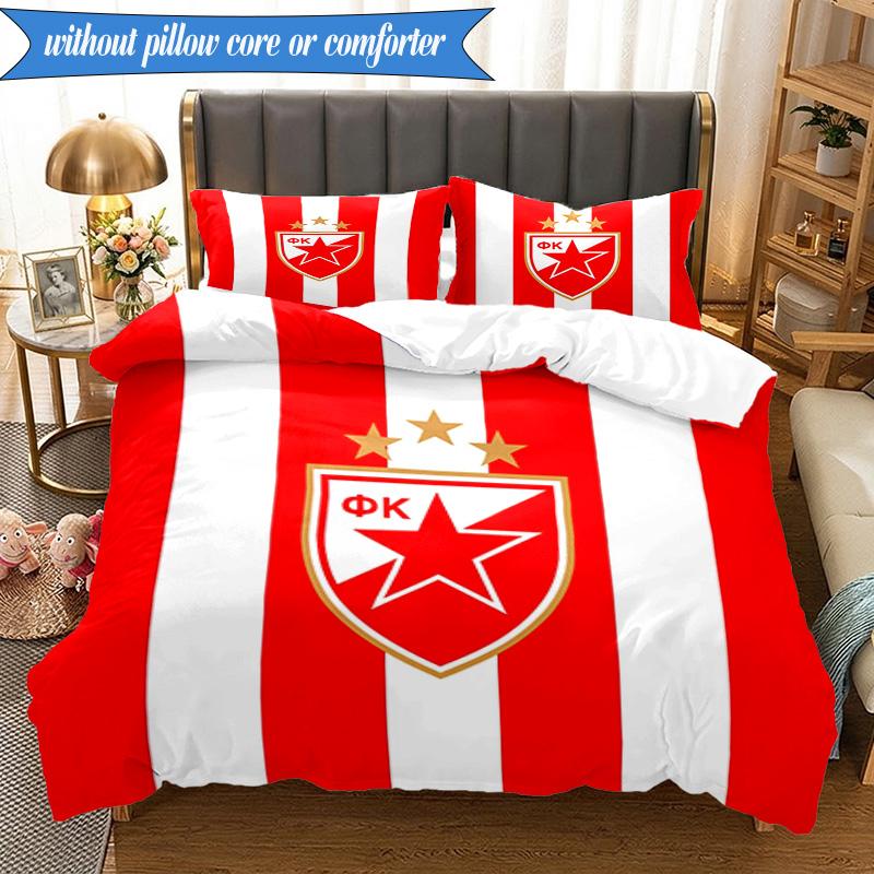 3PCS Crvena Zvezda Bedding Set 2D Printing (Includes 1 Duvet Cover + 2 Pillowcases Coreless), Bedroom decor,Fan Gift