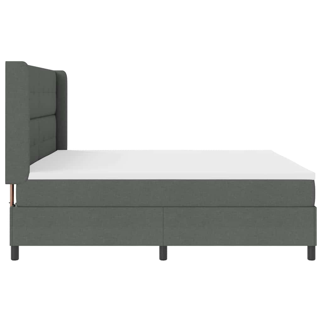 LED Boxspring Bed with Headboard Dark Grey 200 x 200 cm Fabric