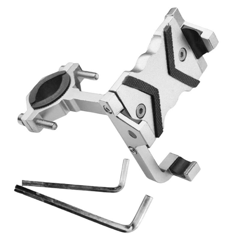 Motorcycle Cellphone Cradles Phone Holder 360 Degree Rotating Stand Universal Scooter Handlebar Mount Aluminum Stand серебряный