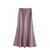 Women's French-Style Satin Midi Skirt - Light Luxury, High-Waist, Bodycon Mermaid Design for Spring and Autumn