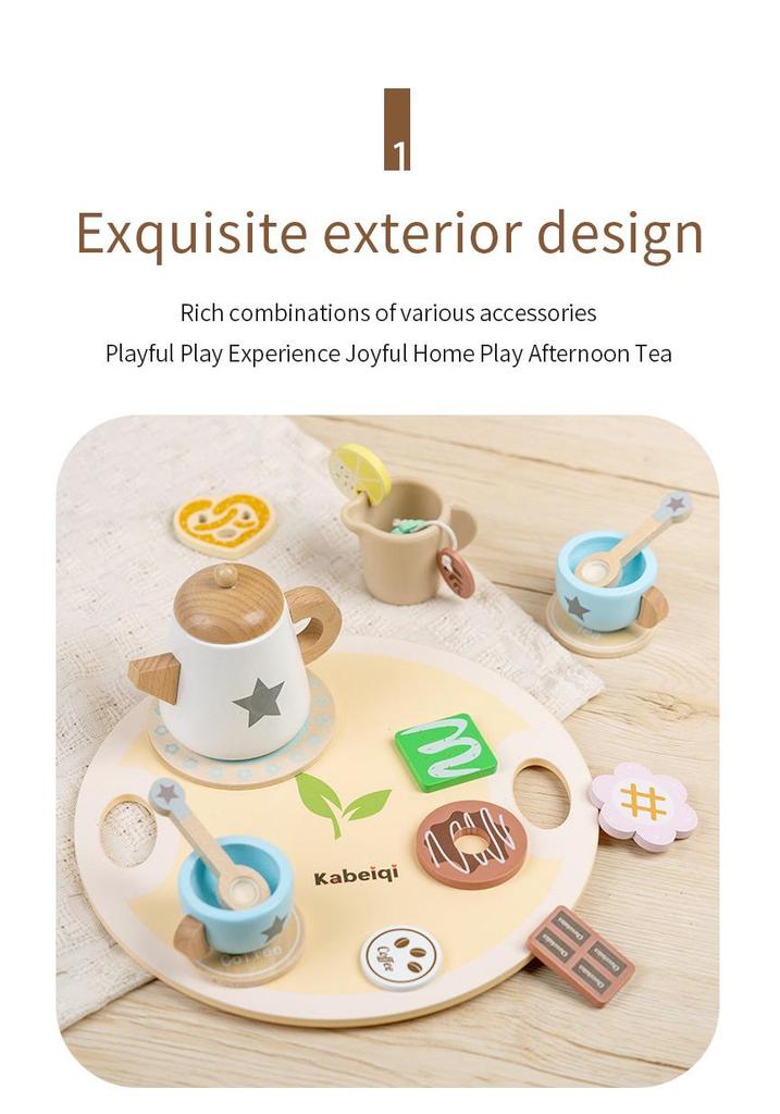 Toddler Wooden Teapot Set for Pretend Afternoon Tea, Ages 3-6